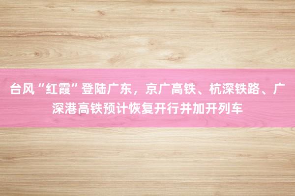 台风“红霞”登陆广东，京广高铁、杭深铁路、广深港高铁预计恢复开行并加开列车