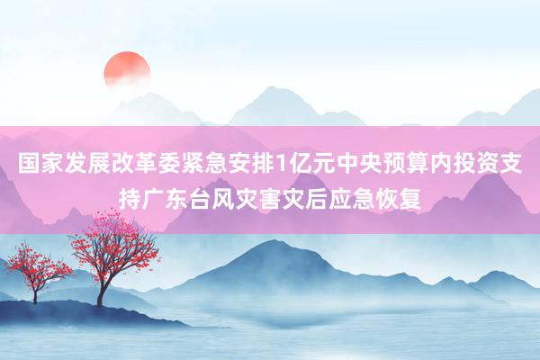 国家发展改革委紧急安排1亿元中央预算内投资支持广东台风灾害灾后应急恢复