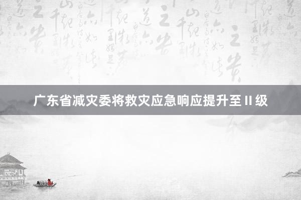 广东省减灾委将救灾应急响应提升至Ⅱ级