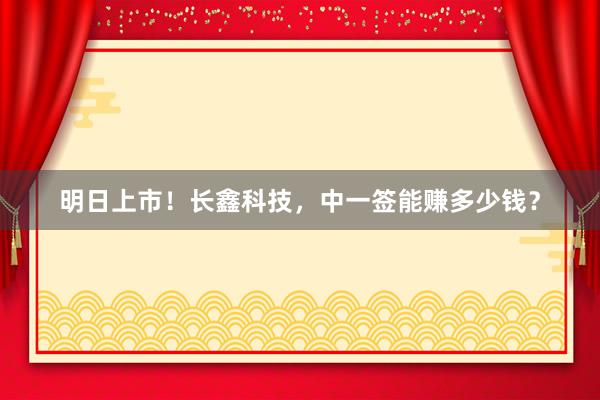 明日上市！长鑫科技，中一签能赚多少钱？