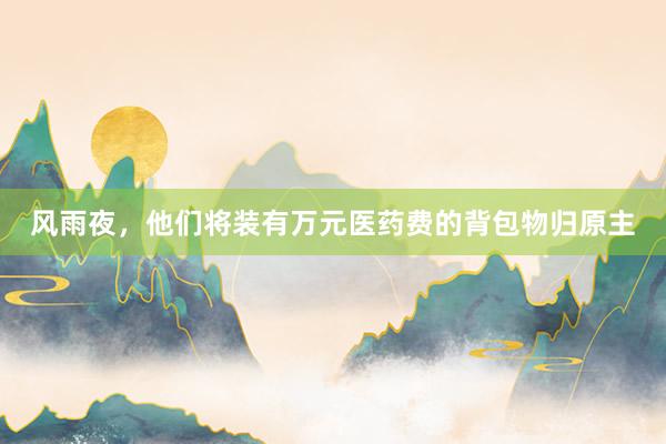 风雨夜，他们将装有万元医药费的背包物归原主