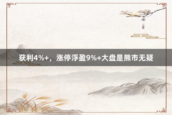 获利4%+，涨停浮盈9%+大盘是熊市无疑