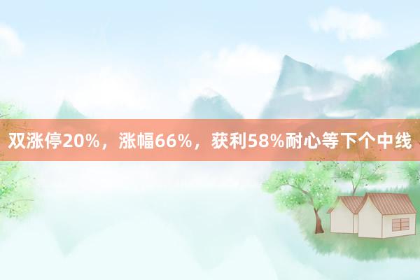 双涨停20%，涨幅66%，获利58%耐心等下个中线