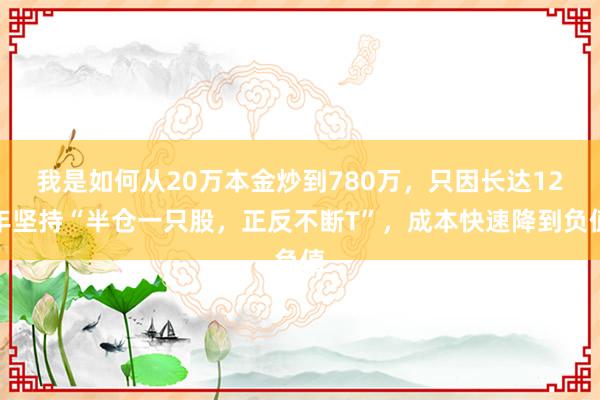 我是如何从20万本金炒到780万，只因长达12年坚持“半仓一只股，正反不断T”，成本快速降到负值