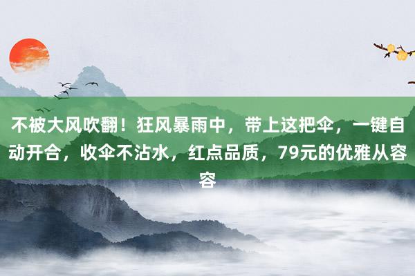 不被大风吹翻！狂风暴雨中，带上这把伞，一键自动开合，收伞不沾水，红点品质，79元的优雅从容