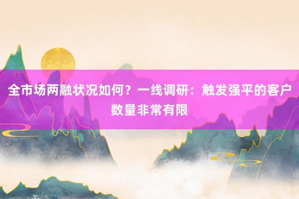 全市场两融状况如何？一线调研：触发强平的客户数量非常有限