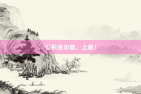 公积金功能，上新！