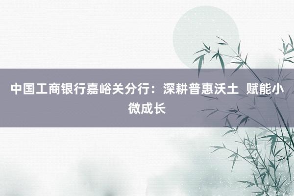中国工商银行嘉峪关分行：深耕普惠沃土  赋能小微成长