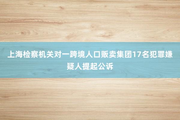 上海检察机关对一跨境人口贩卖集团17名犯罪嫌疑人提起公诉