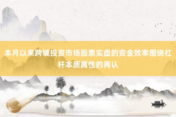 本月以来跨境投资市场股票实盘的资金效率围绕杠杆本质属性的再认