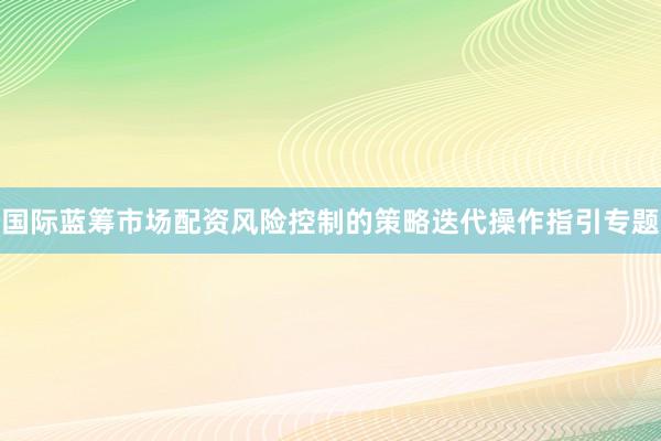 国际蓝筹市场配资风险控制的策略迭代操作指引专题