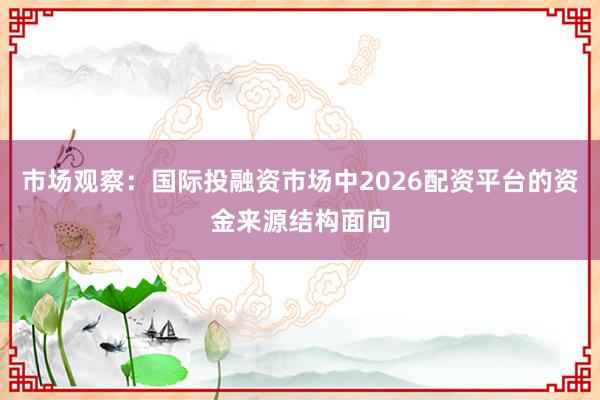 市场观察：国际投融资市场中2026配资平台的资金来源结构面向