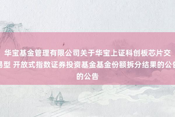 华宝基金管理有限公司关于华宝上证科创板芯片交易型 开放式指数证券投资基金基金份额拆分结果的公告