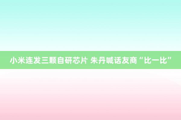 小米连发三颗自研芯片 朱丹喊话友商“比一比”