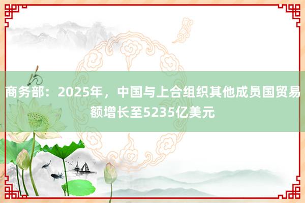 商务部:2025年,中国与上合组织其他成员国贸易额增长至5235亿美元