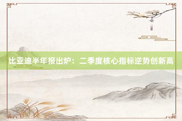比亚迪半年报出炉：二季度核心指标逆势创新高