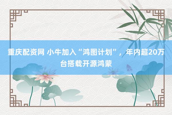 重庆配资网 小牛加入“鸿图计划”，年内超20万台搭载开源鸿蒙