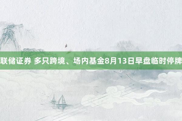 联储证券 多只跨境、场内基金8月13日早盘临时停牌