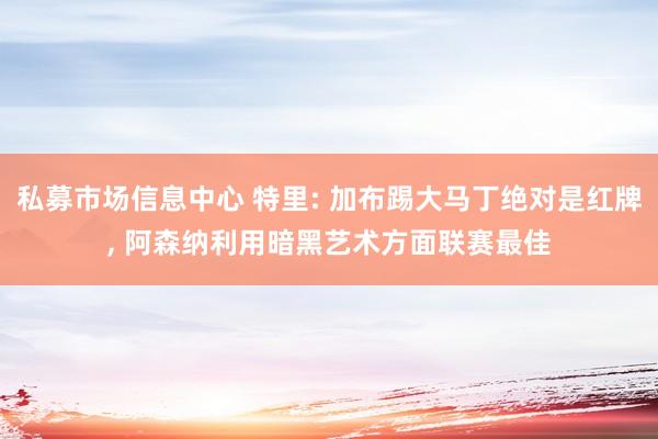 私募市场信息中心 特里: 加布踢大马丁绝对是红牌, 阿森纳利用暗黑艺术方面联赛最佳
