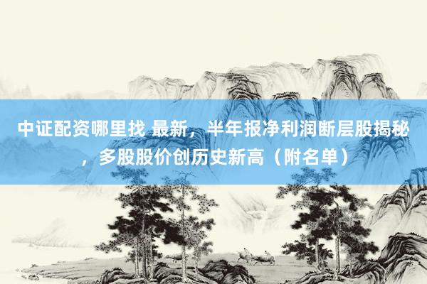 中证配资哪里找 最新，半年报净利润断层股揭秘，多股股价创历史新高（附名单）