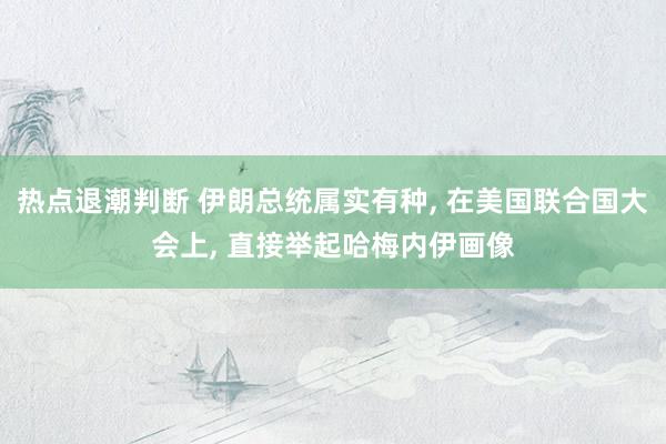 热点退潮判断 伊朗总统属实有种, 在美国联合国大会上, 直接举起哈梅内伊画像