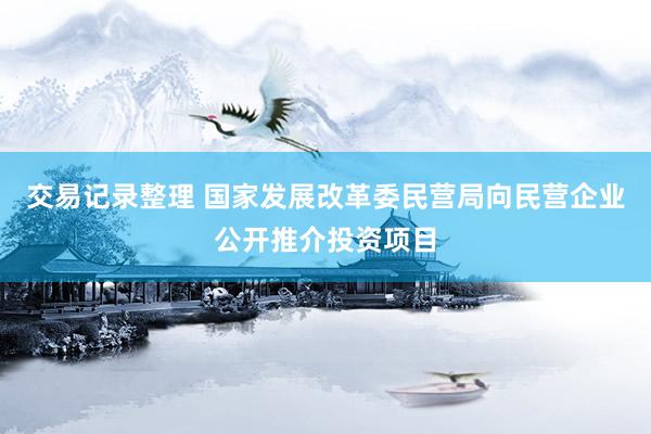 交易记录整理 国家发展改革委民营局向民营企业公开推介投资项目