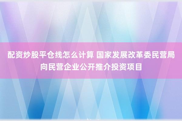 配资炒股平仓线怎么计算 国家发展改革委民营局向民营企业公开推介投资项目