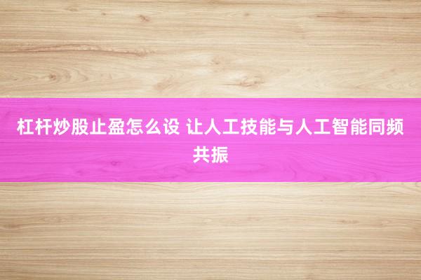 杠杆炒股止盈怎么设 让人工技能与人工智能同频共振