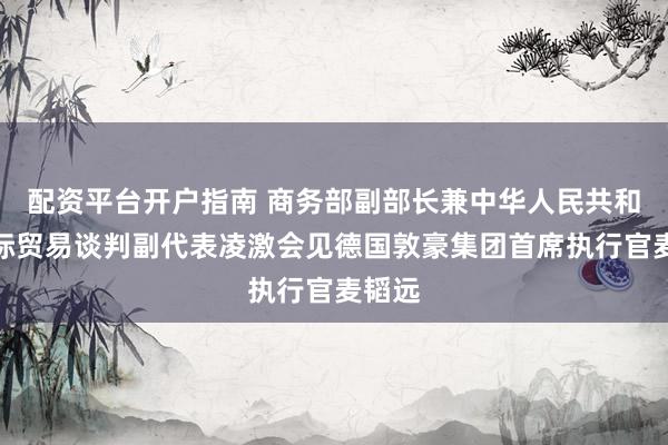 配资平台开户指南 商务部副部长兼中华人民共和国国际贸易谈判副代表凌激会见德国敦豪集团首席执行官麦韬远
